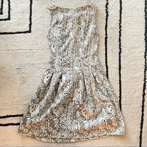 ZARA Cream Gray Gem Embellished Patterned Mini Fit and Flare Dress - Picture 7 of 8